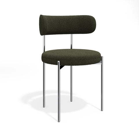 Lot de 2 chaises ADELE tissu bouclette pieds chrome