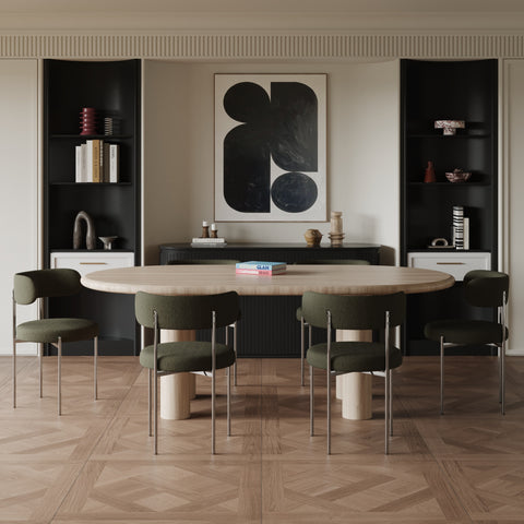 Lot de 2 chaises ADELE tissu bouclette pieds chrome