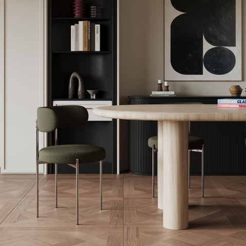 Lot de 2 chaises ADELE tissu bouclette pieds chrome