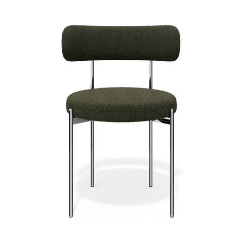 Lot de 2 chaises ADELE tissu bouclette pieds chrome