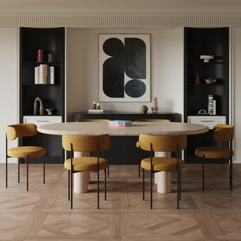 Lot de 2 chaises ADELE tissu bouclette pieds noir