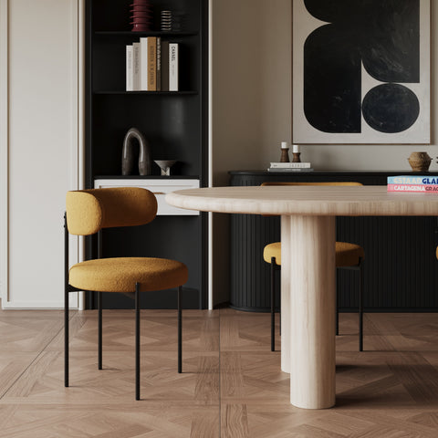 Lot de 2 chaises ADELE tissu bouclette pieds noir