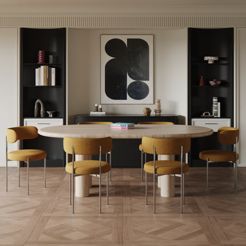 Lot de 2 chaises ADELE tissu bouclette pieds chrome