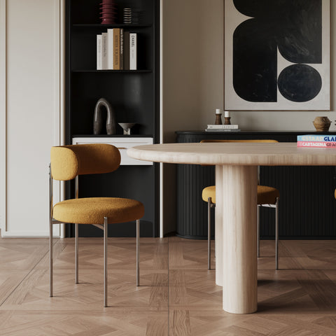 Lot de 2 chaises ADELE tissu bouclette pieds chrome