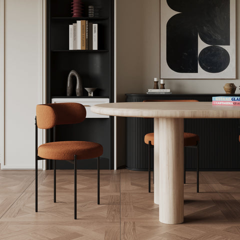 Lot de 2 chaises ADELE tissu bouclette pieds noir