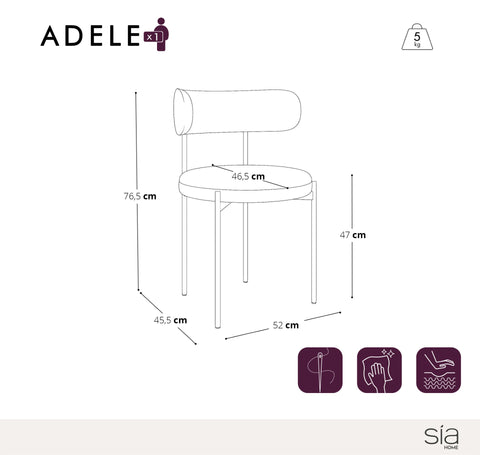 Lot de 2 chaises ADELE tissu bouclette pieds noir