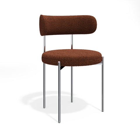 Lot de 2 chaises ADELE tissu bouclette pieds chrome