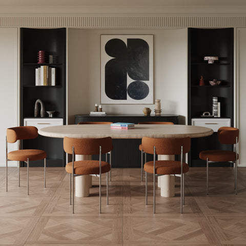 Lot de 2 chaises ADELE tissu bouclette pieds chrome