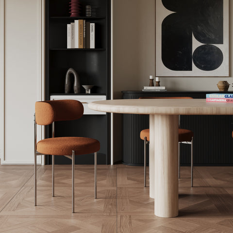 Lot de 2 chaises ADELE tissu bouclette pieds chrome