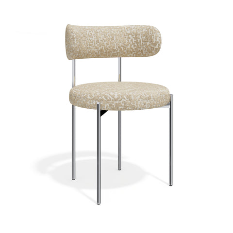 Lot de 2 chaises ADELE tissu tramé à motifs pieds chrome