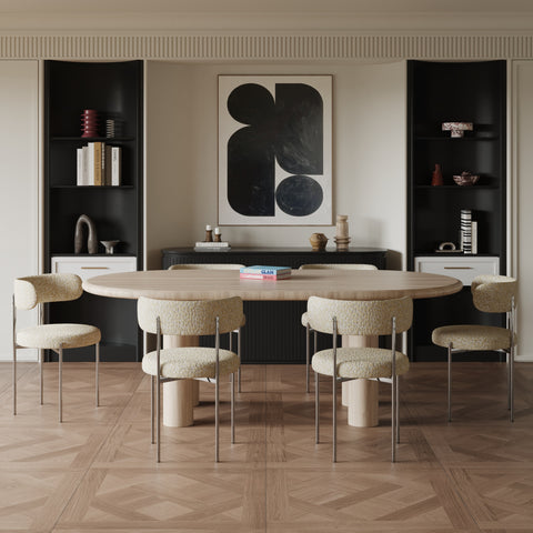 Lot de 2 chaises ADELE tissu tramé à motifs pieds chrome