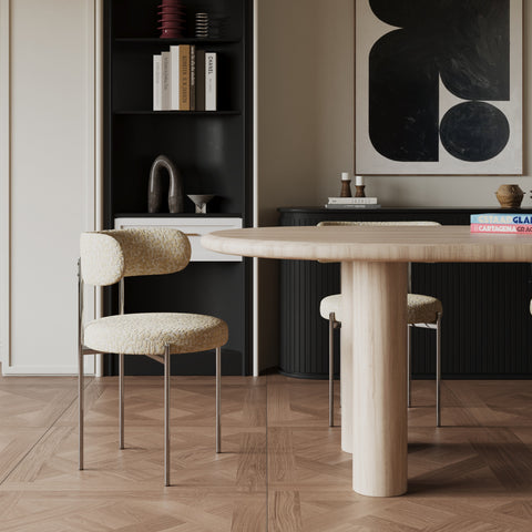 Lot de 2 chaises ADELE tissu tramé à motifs pieds chrome