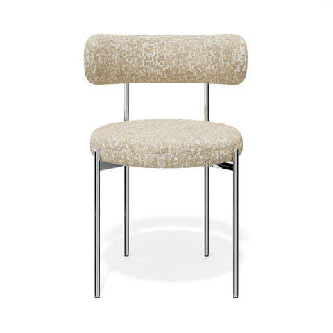Lot de 2 chaises ADELE tissu tramé à motifs pieds chrome