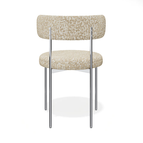 Lot de 2 chaises ADELE tissu tramé à motifs pieds chrome