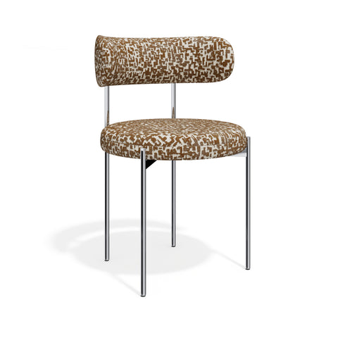Lot de 2 chaises ADELE tissu tramé à motifs pieds chrome