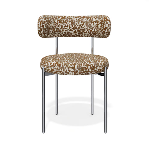 Lot de 2 chaises ADELE tissu tramé à motifs pieds chrome