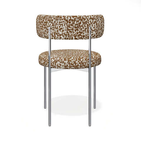 Lot de 2 chaises ADELE tissu tramé à motifs pieds chrome