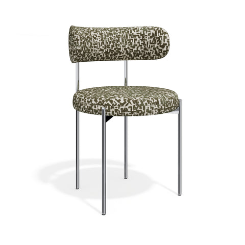 Lot de 2 chaises ADELE tissu tramé à motifs pieds chrome