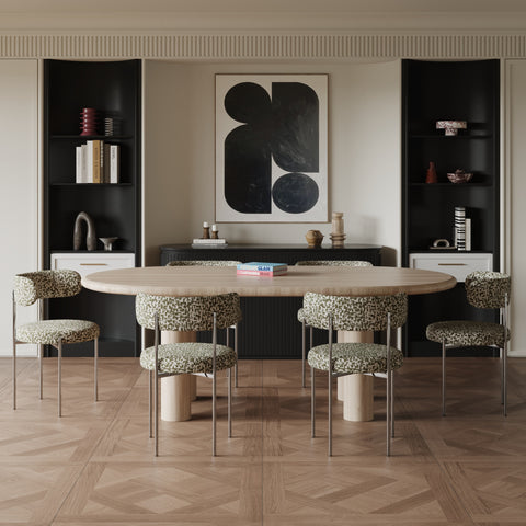 Lot de 2 chaises ADELE tissu tramé à motifs pieds chrome