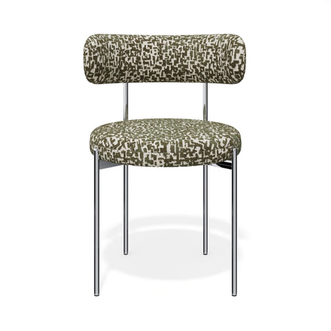 Lot de 2 chaises ADELE tissu tramé à motifs pieds chrome