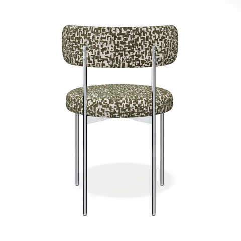 Lot de 2 chaises ADELE tissu tramé à motifs pieds chrome