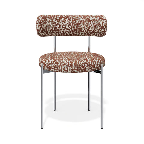 Lot de 2 chaises ADELE tissu tramé à motifs pieds chrome