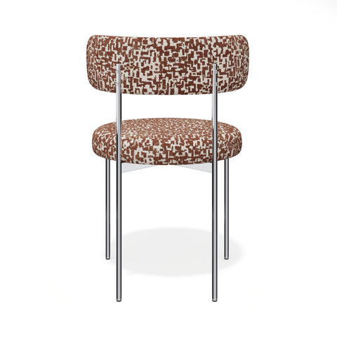 Lot de 2 chaises ADELE tissu tramé à motifs pieds chrome
