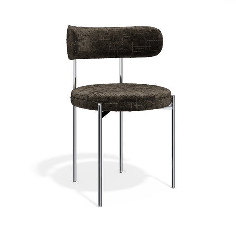 Lot de 2 chaises ADELE velours tramé pieds chrome