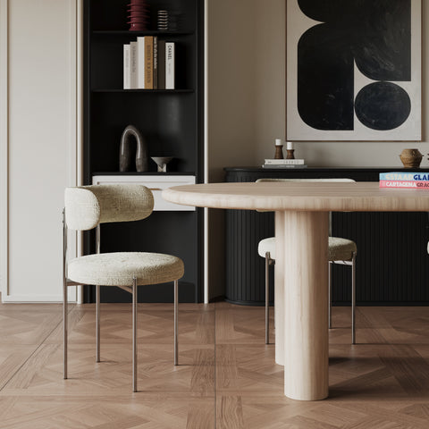 Lot de 2 chaises ADELE velours tramé pieds chrome