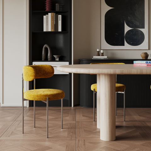 Lot de 2 chaises ADELE velours tramé pieds chrome