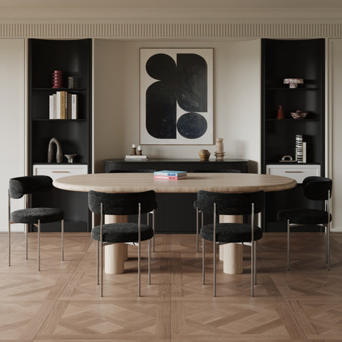 Lot de 2 chaises ADELE velours tramé pieds chrome