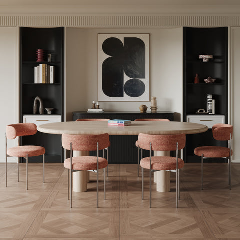 Lot de 2 chaises ADELE velours tramé pieds chrome