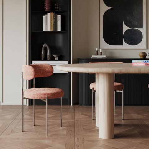 Lot de 2 chaises ADELE velours tramé pieds chrome