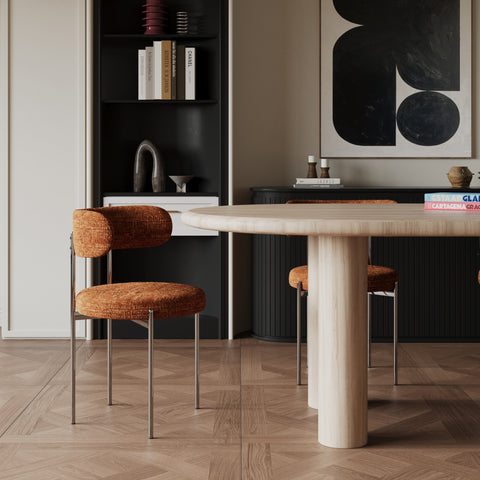 Lot de 2 chaises ADELE velours tramé pieds chrome