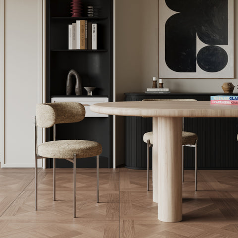 Lot de 2 chaises ADELE velours tramé pieds chrome