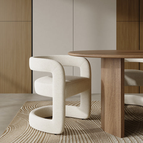 Lot de 2 chaises KLAY bouclette crème