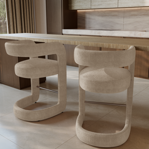 Lot de 2 tabourets KLAY velours chenillé