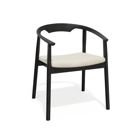 Lot de 2 chaises LORO velours chenillé crème et pieds noirs