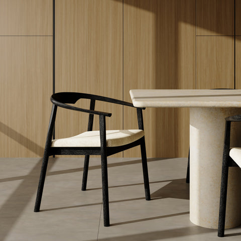 Lot de 2 chaises LORO velours chenillé crème et pieds noirs