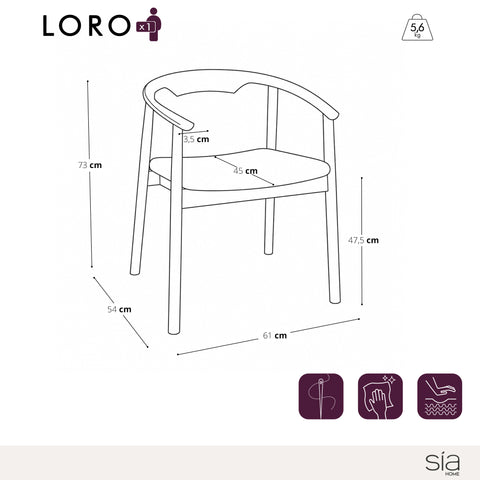 Lot de 2 chaises LORO velours chenillé crème et pieds noirs