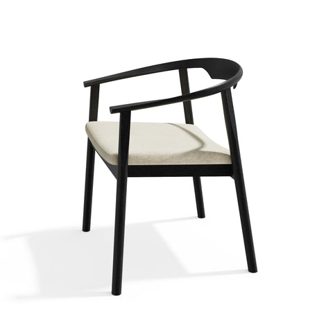Lot de 2 chaises LORO velours chenillé crème et pieds noirs