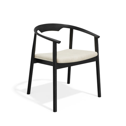 Lot de 2 chaises LORO velours chenillé crème et pieds noirs
