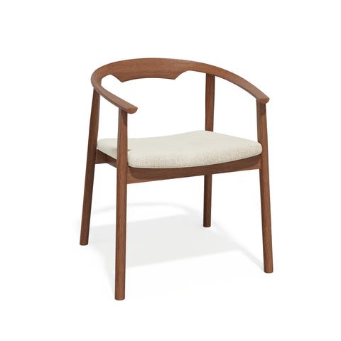 Lot de 2 chaises LORO velours chenillé crème et pieds noyer