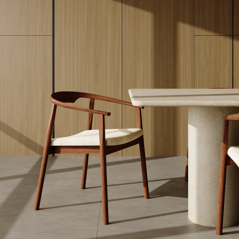 Lot de 2 chaises LORO velours chenillé crème et pieds noyer