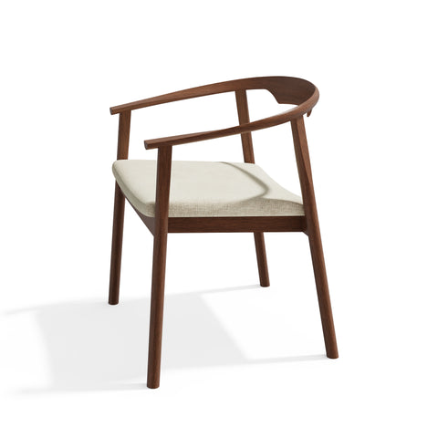 Lot de 2 chaises LORO velours chenillé crème et pieds noyer