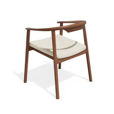 Lot de 2 chaises LORO velours chenillé crème et pieds noyer