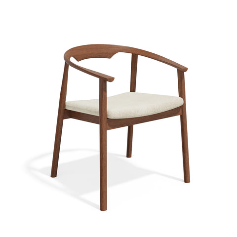 Lot de 2 chaises LORO velours chenillé crème et pieds noyer