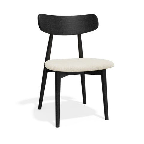 Lot de 2 chaises SEPIA velours chenillé crème et pieds noir