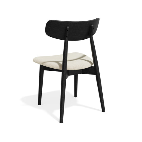 Lot de 2 chaises SEPIA velours chenillé crème et pieds noir