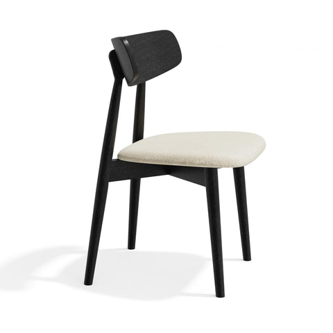Lot de 2 chaises SEPIA velours chenillé crème et pieds noir